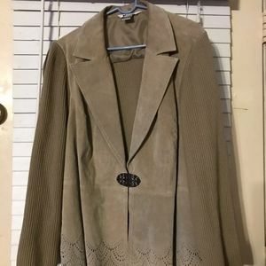 Tan Suede Sweater Jacket Sz 2x